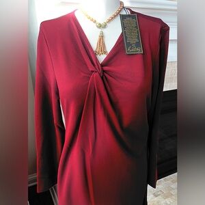 Heidi Daus 🆕 burgundy jersey dress size XL 35” long, in original package